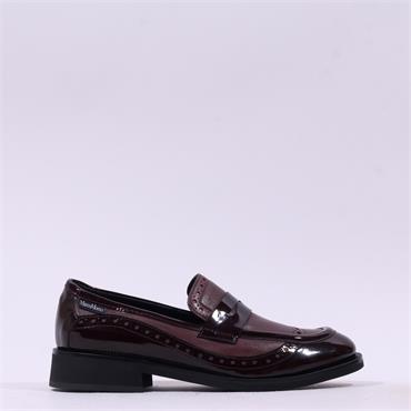 Marco Moreo Maura Wingtip Slip On Loafer - Burgundy Combi